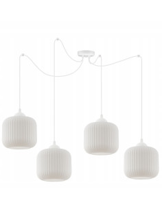 Lampa wisząca RIFFLE 4-punktowa, nowoczesny design, regulowana długość, biały klosz, styl skandynawski. 2
