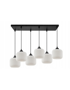 Elegancka lampa wisząca RIFFLE w kształcie walca z 6 punktami świetlnymi E27 – idealna do nowoczesnych wnętrz