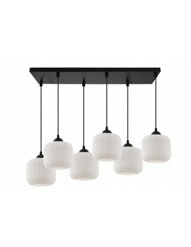 Elegancka lampa wisząca RIFFLE w kształcie walca z 6 punktami świetlnymi E27 – idealna do nowoczesnych wnętrz