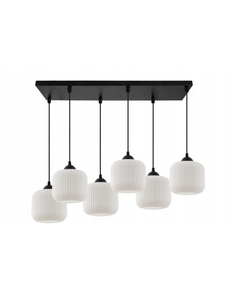 Elegancka lampa wisząca RIFFLE w kształcie walca z 6 punktami świetlnymi E27 – idealna do nowoczesnych wnętrz