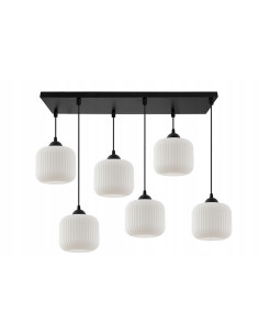 Elegancka lampa wisząca RIFFLE w kształcie walca z 6 punktami świetlnymi E27 – idealna do nowoczesnych wnętrz 2