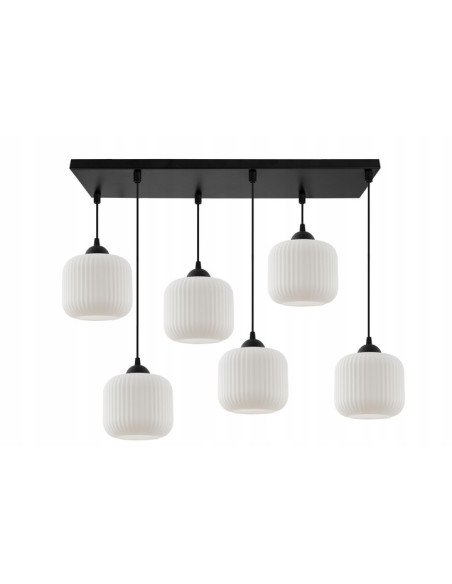 Elegancka lampa wisząca RIFFLE w kształcie walca z 6 punktami świetlnymi E27 – idealna do nowoczesnych wnętrz