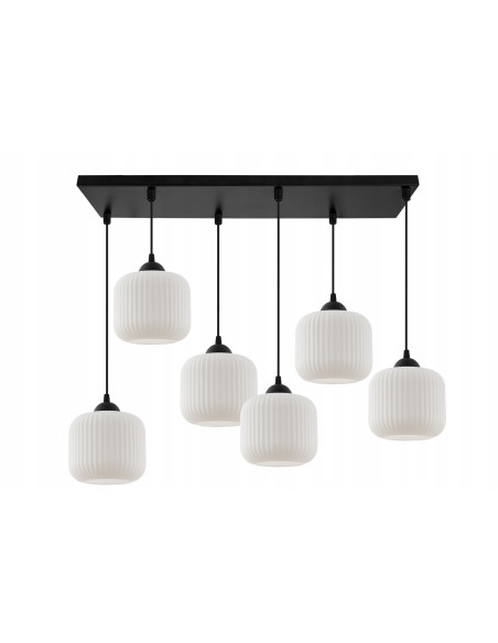 Elegancka lampa wisząca RIFFLE w kształcie walca z 6 punktami świetlnymi E27 – idealna do nowoczesnych wnętrz