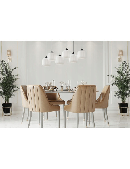 Elegancka lampa wisząca RIFFLE w kształcie walca z 6 punktami świetlnymi E27 – idealna do nowoczesnych wnętrz