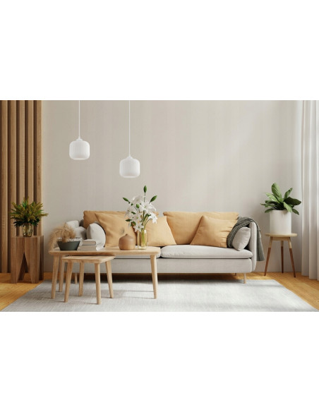 Lampa sufitowa RIFFLE w stylu skandynawskim z białymi szklanymi kloszami - elegancja i funkcjonalność w każdym wnętrzu