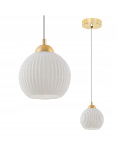 Elegancka lampa wisząca RIFFLE z białym kloszem, regulowana długość, idealna do jadalni i sypialni. 2