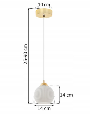 Elegancka lampa wisząca RIFFLE z białym kloszem, regulowana długość, idealna do jadalni i sypialni.