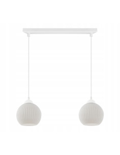 Lampa wisząca RIFFLE 2-punktowa w eleganckim stylu glamour, idealna do nowoczesnych wnętrz, białe klosze szklane
