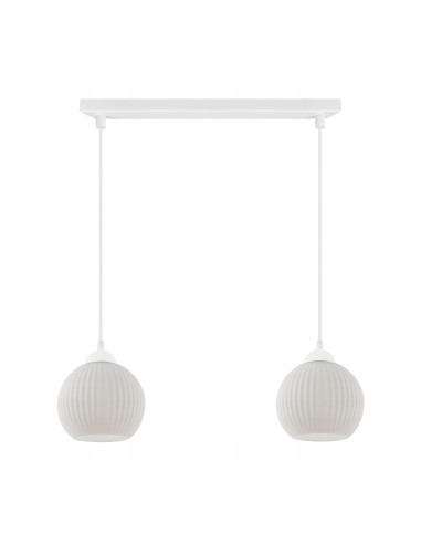 Lampa wisząca RIFFLE 2-punktowa w eleganckim stylu glamour, idealna do nowoczesnych wnętrz, białe klosze szklane