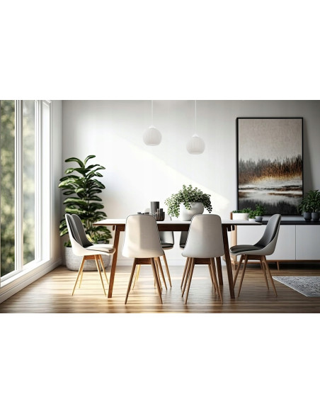 Lampa wisząca RIFFLE 2-punktowa w eleganckim stylu glamour, idealna do nowoczesnych wnętrz, białe klosze szklane