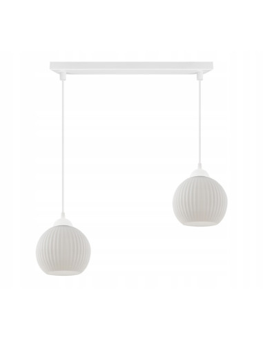 Lampa wisząca RIFFLE 2-punktowa w eleganckim stylu glamour, idealna do nowoczesnych wnętrz, białe klosze szklane