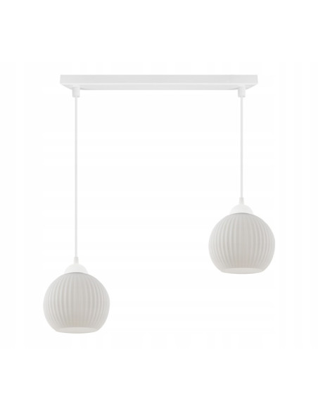 Lampa wisząca RIFFLE 2-punktowa w eleganckim stylu glamour, idealna do nowoczesnych wnętrz, białe klosze szklane