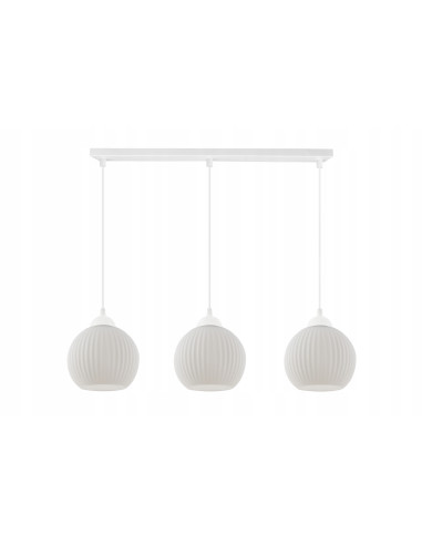 Lampa wisząca RIFFLE - elegancka biała oprawa z metalu i szkła, idealna do nowoczesnych wnętrz, 3-punkty światła