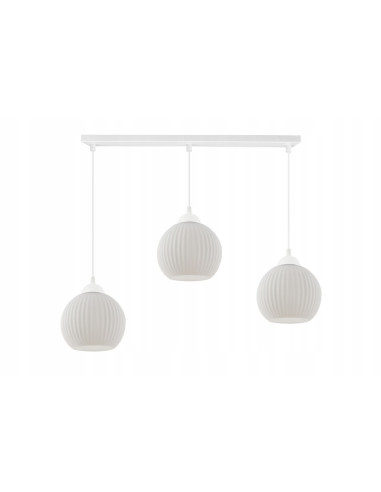 Lampa wisząca RIFFLE - elegancka biała oprawa z metalu i szkła, idealna do nowoczesnych wnętrz, 3-punkty światła