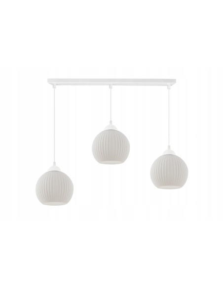 Lampa wisząca RIFFLE - elegancka biała oprawa z metalu i szkła, idealna do nowoczesnych wnętrz, 3-punkty światła