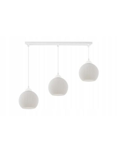 Lampa wisząca RIFFLE - elegancka biała oprawa z metalu i szkła, idealna do nowoczesnych wnętrz, 3-punkty światła
