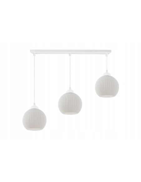 Lampa wisząca RIFFLE - elegancka biała oprawa z metalu i szkła, idealna do nowoczesnych wnętrz, 3-punkty światła