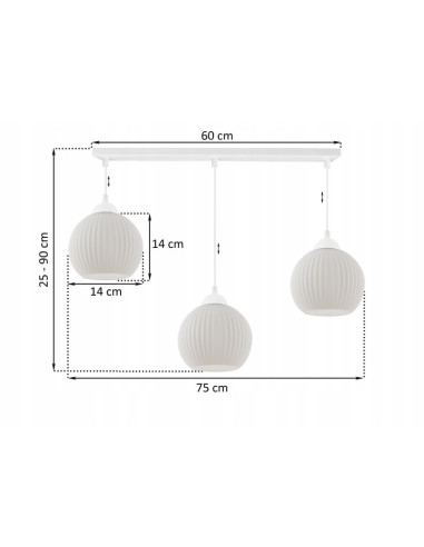 Lampa wisząca RIFFLE - elegancka biała oprawa z metalu i szkła, idealna do nowoczesnych wnętrz, 3-punkty światła