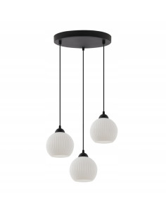 Lampa wisząca RIFFLE 3-punktowa z białymi kloszami - nowoczesne oświetlenie do kuchni i jadalni 2