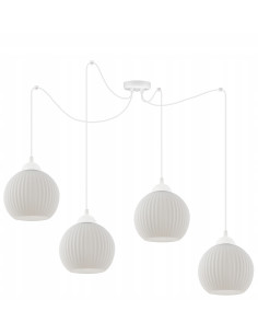 Żyrandol RIFFLE - Nowoczesny, cztero-ramienny kandelabr z białymi kloszami do eleganckich wnętrz i sypialni. 2