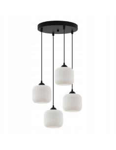 Lampa sufitowa RIFFLE 4-punktowa z falowanymi kloszami, eleganckie oświetlenie do jadalni i salonu