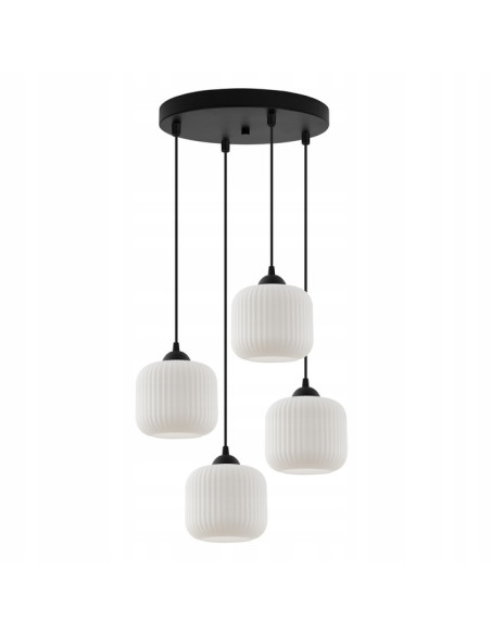 Lampa sufitowa RIFFLE 4-punktowa z falowanymi kloszami, eleganckie oświetlenie do jadalni i salonu