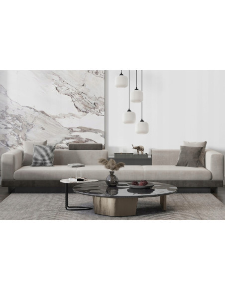 Lampa sufitowa RIFFLE 4-punktowa z falowanymi kloszami, eleganckie oświetlenie do jadalni i salonu