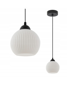 Nowoczesna lampka wisząca RIFFLE w białym kolorze z przezroczystym kloszem – eleganckie oświetlenie do każdego wnętrza. 2