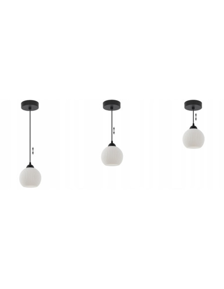 Nowoczesna lampka wisząca RIFFLE w białym kolorze z przezroczystym kloszem – eleganckie oświetlenie do każdego wnętrza.