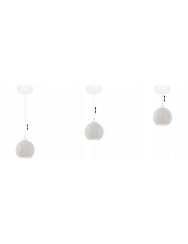 Nowoczesna lampka wisząca RIFFLE w białym kolorze z przezroczystym kloszem – eleganckie oświetlenie do każdego wnętrza.
