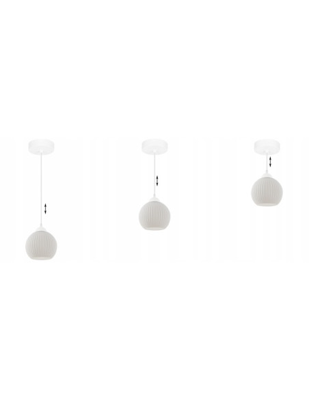 Nowoczesna lampka wisząca RIFFLE w białym kolorze z przezroczystym kloszem – eleganckie oświetlenie do każdego wnętrza.