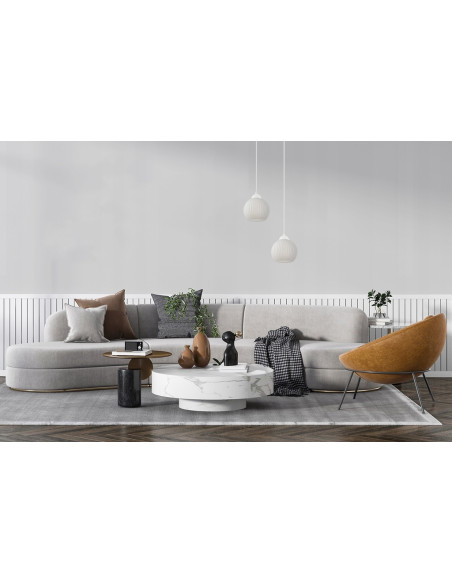 Nowoczesna lampka wisząca RIFFLE w białym kolorze z przezroczystym kloszem – eleganckie oświetlenie do każdego wnętrza.