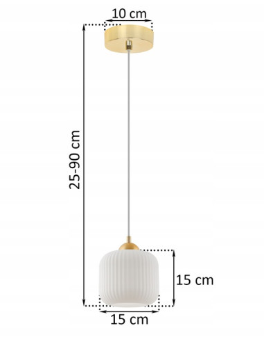 Lampa wisząca RIFFLE – elegancka lampa z białym kloszem i złotymi detalami do biura i salonu