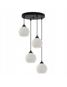 Żyrandol Riffle - Nowoczesna lampa wisząca z białymi kloszami do jadalni i salonu, 4-punktowe oświetlenie.