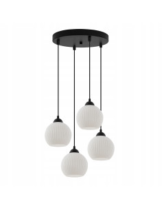 Żyrandol Riffle - Nowoczesna lampa wisząca z białymi kloszami do jadalni i salonu, 4-punktowe oświetlenie. 2