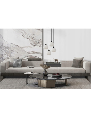 Żyrandol Riffle - Nowoczesna lampa wisząca z białymi kloszami do jadalni i salonu, 4-punktowe oświetlenie.