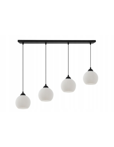 Lampa sufitowa RIFFLE w białych i czarnych kloszach, nowoczesne oświetlenie do salonu, jadalni, 90 cm, 4 punkty świetlne