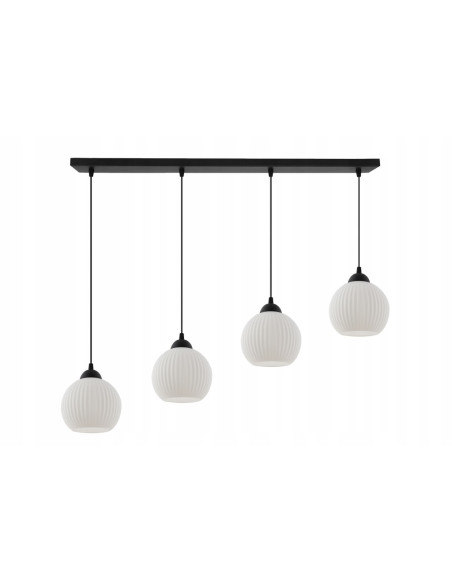 Lampa sufitowa RIFFLE w białych i czarnych kloszach, nowoczesne oświetlenie do salonu, jadalni, 90 cm, 4 punkty świetlne