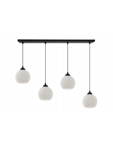 Lampa sufitowa RIFFLE w białych i czarnych kloszach, nowoczesne oświetlenie do salonu, jadalni, 90 cm, 4 punkty świetlne