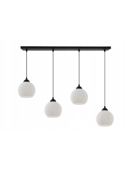 Lampa sufitowa RIFFLE w białych i czarnych kloszach, nowoczesne oświetlenie do salonu, jadalni, 90 cm, 4 punkty świetlne
