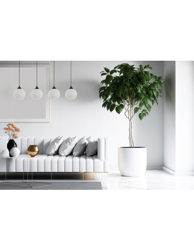 Lampa sufitowa RIFFLE w białych i czarnych kloszach, nowoczesne oświetlenie do salonu, jadalni, 90 cm, 4 punkty świetlne