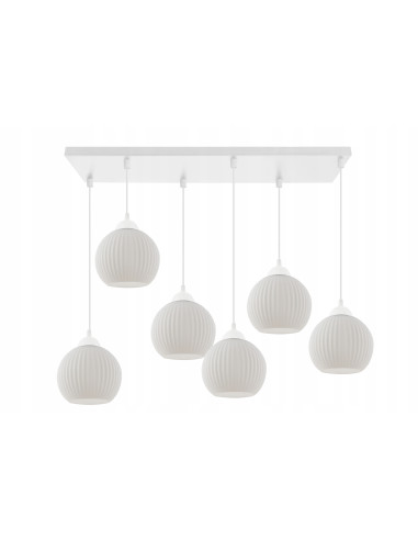 Lampa sufitowa RIFFLE - nowoczesny lampion w białym kolorze, 6 punktów E27, 90 cm długości, idealna do każdego wnętrza