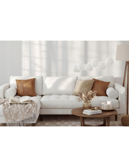 Lampa sufitowa RIFFLE - nowoczesny lampion w białym kolorze, 6 punktów E27, 90 cm długości, idealna do każdego wnętrza