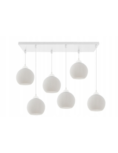 Lampa sufitowa RIFFLE - nowoczesny lampion w białym kolorze, 6 punktów E27, 90 cm długości, idealna do każdego wnętrza