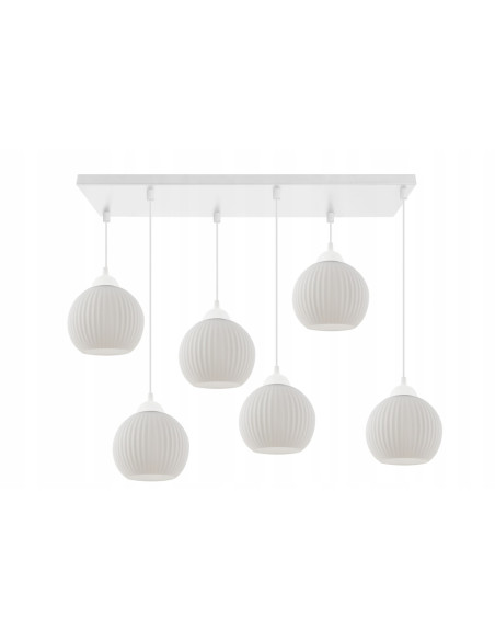 Lampa sufitowa RIFFLE - nowoczesny lampion w białym kolorze, 6 punktów E27, 90 cm długości, idealna do każdego wnętrza