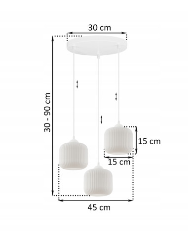 Lampa wisząca RIFFLE w stylu glamour z białymi kloszami - elegancja do sypialni i salonu