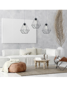 Potrójny zwis sufitowy MiLAGRO BASKET z szarymi diamentowymi kloszami – nowoczesne oświetlenie do jadalni. 2