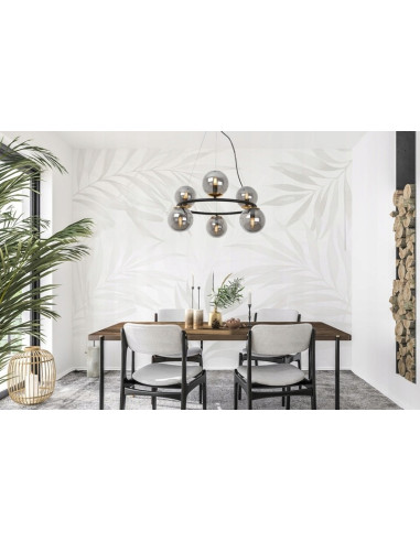 Lampa wisząca AURA w stylu glamour z kulistymi kloszami i złotym akcentem, 6 punktów świetlnych E14, 65 cm