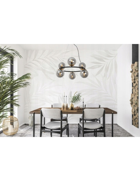 Lampa wisząca AURA w stylu glamour z kulistymi kloszami i złotym akcentem, 6 punktów świetlnych E14, 65 cm