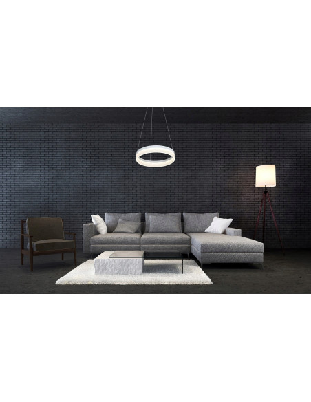 Nowoczesna lampa sufitowa LED RING 066 z regulowaną wysokością, elegancka i energooszczędna do biura i salonu.